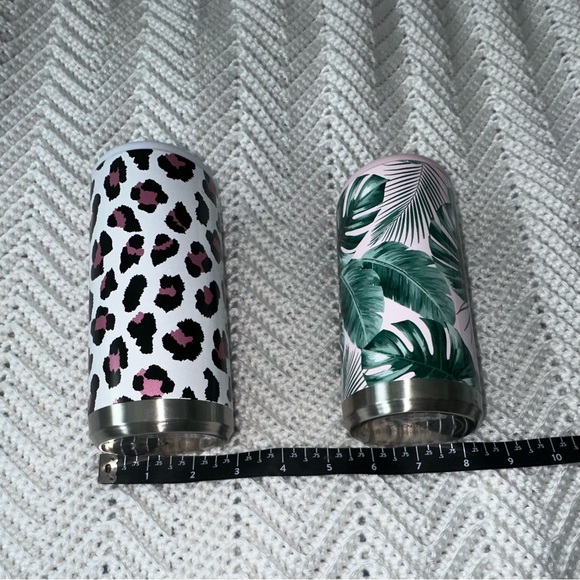 Two Decorative Skinny Can Coozies- palms trees and animal print - Picture 6 of 6